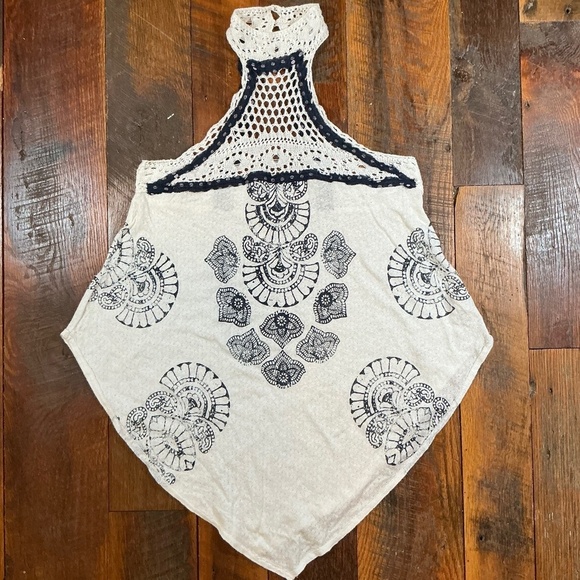 Free People Mandolin Embroidered Crochet Halter Top Boho Festival Tank - Picture 9 of 9